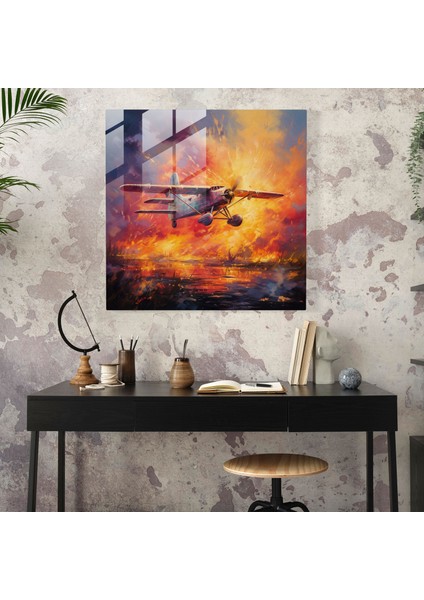 Uçak Cam Baskı - Uçak, Cam Baskı, Merak, Hayal, 70 x 70 cm