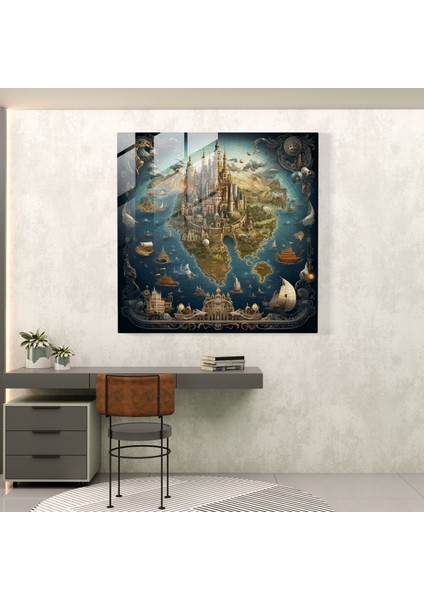Dünya Haritası Cam Baskı - Dijital Sanat - Dünya Haritası, Cam Duvar Sanatı, Dijital Sanat, Cam Baskı, 30 x 30 cm fiyatları