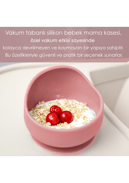 Vakumlu Silikon Bebek Mama Kasesi - Vakum Tabanlı Kase - Pembe fırsatları