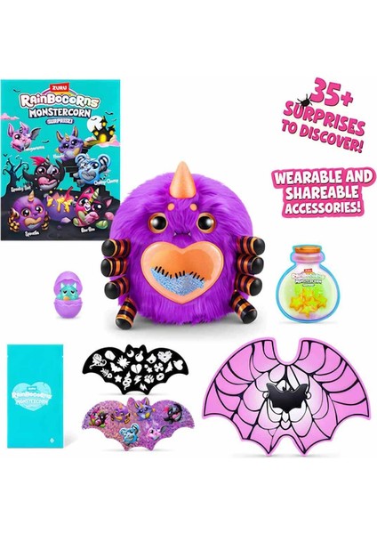 Giochi Preziosi Rainbocorns Monstercorn Peluş RAR25000 Spider Mor Örümcek Ağı Desenli Kanat