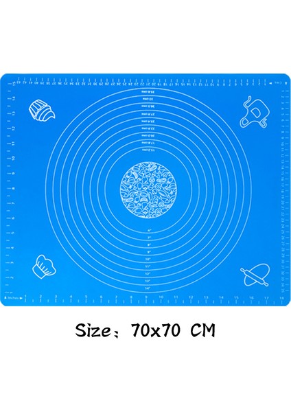 70X70 cm Mavi Silikon Yapışmaz Kalınlaştırma Mat Büyük Boy Haddeleme Hamur Astar Ped Pasta Kek Macunu Un Masa Levha Ölçekli Mutfak Aracı (Yurt Dışından)