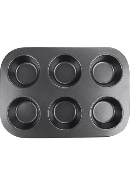 Siyah 6-Cup Yapışmaz Kek Kalıbı Pişirme Kek Tepsisi Tava Mutfak Diy Bakeware Aracı (Yurt Dışından)