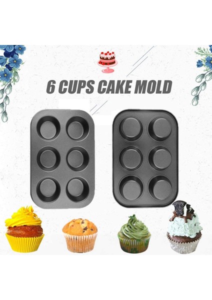 Siyah 6-Cup Yapışmaz Kek Kalıbı Pişirme Kek Tepsisi Tava Mutfak Diy Bakeware Aracı (Yurt Dışından) fırsatları