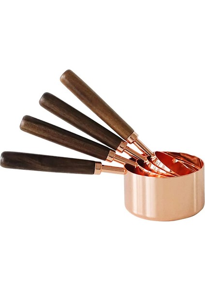 4 Adet Büyük Ölçü Kaşığı Seti Ceviz Ağacı Saplı Paslanmaz Çelik Pişirme Dereceli Aletler Bardaklar Kahve Mutfak Aksesuarları Barmenlik Ölçeği (Yurt Dışından)