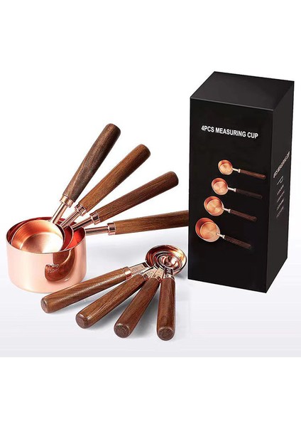4 Adet Büyük Ölçü Kaşığı Seti Ceviz Ağacı Saplı Paslanmaz Çelik Pişirme Dereceli Aletler Bardaklar Kahve Mutfak Aksesuarları Barmenlik Ölçeği (Yurt Dışından) fiyatları