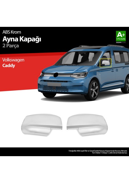 Volkswagen Caddy Abs Krom Ayna Kapağı 2 Prç 2020 Üzeri A+ Kalite