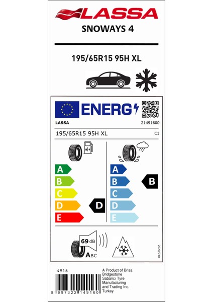 195/65 R15 95H Xl Snoways 4 Kış Lastiği (Üretim Yılı: 2024)