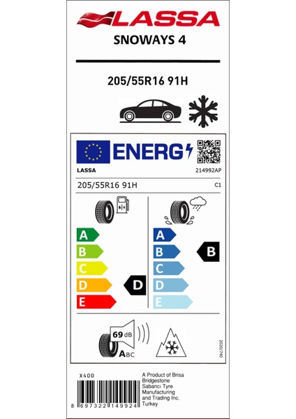 205/55 R16 91H Snoways 4 Kış Lastiği (Üretim Yılı: 2024)