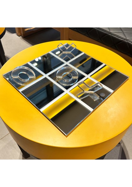 Ayna Xox Oyun Tahtası | Tic Tac Toe Cam Dekor Tablası | Düz Ayna | 30CM x 30CM modelleri