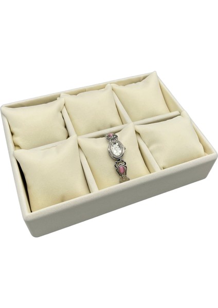Yerli Üretim Dobric Model Süet Kaplama Krem Renk 24/18 cm Yastıklı Çekmece Ici Takı Düzenleyicisi