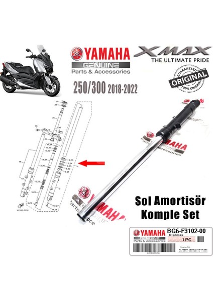 Xmax 250/300 2018-2024 Orijinal Sol Ön Amortisör