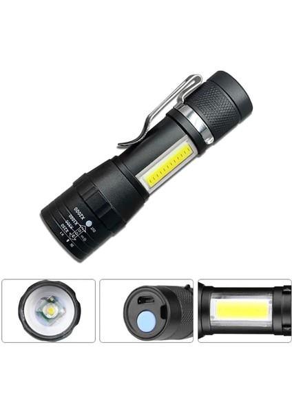 Wuben WB-017 Zoomlu Şarjlı Cob LED Güçlü El Feneri