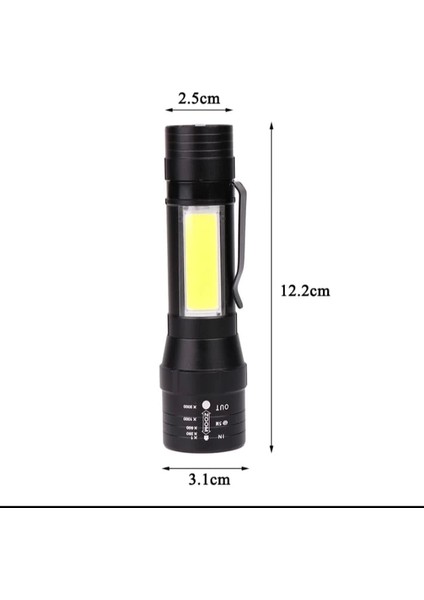 Wuben WB-017 Zoomlu Şarjlı Cob LED Güçlü El Feneri