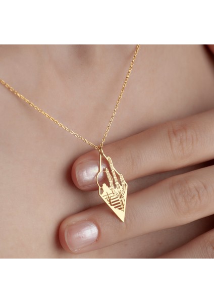 Geometrik Kaktüs Kadın Gümüş Kolye, 925 Ayar Gümüş Kolye, Gümüş, Rose Gold, Altın Kaplama Kolye