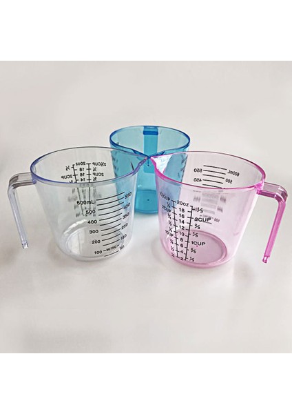 Şeffaf Şeffaf Plastik Ölçüm Kabı Ölçekli Tartı Araçları Pişirme Malzemeleri Pembe Mavi Renk Ev Aksesuarları 600 ml (Yurt Dışından)