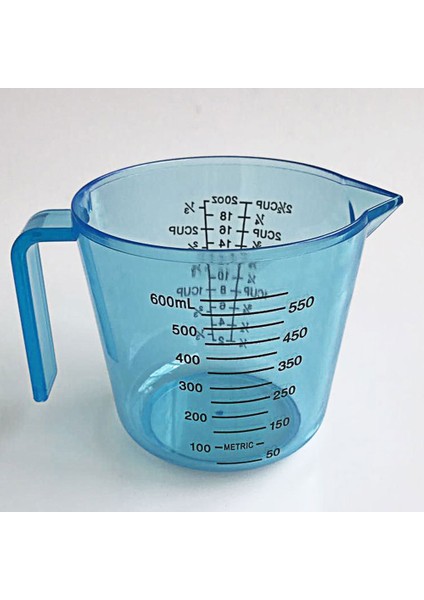 Şeffaf Şeffaf Plastik Ölçüm Kabı Ölçekli Tartı Araçları Pişirme Malzemeleri Pembe Mavi Renk Ev Aksesuarları 600 ml (Yurt Dışından)