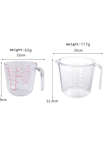 300ML ve 600M Saplı ve Dökme Borulu 2 Adet Plastik Ölçüm Kabı Seti, Kaymaz Sap ve Pişirme Pişirme Için Kalın Ölçümler 300ML 600ML (Yurt Dışından) modelleri