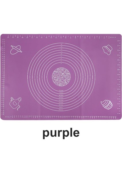 Mor 64X45CM Silikon Yoğurma Pedi Çok Boyutlu Haddeleme Pedi Yapışmaz Kesme Tahtası Pişirme Aracı Mutfak Pasta Erişte Pratik Yoğurma Pedi (Yurt Dışından)