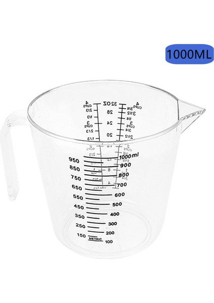 1000ML 150/300/600/1000 ml Plastik Ölçüm Kabı Temizle Ölçekli Gösterisi Şeffaf Kupa Dekantör Ağzı Ölçüm Cihazı Görsel Ölçekli Pişirme Aracı (Yurt Dışından)