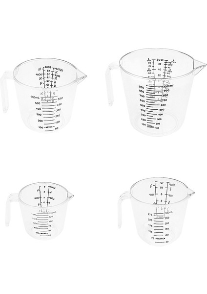 1000ML 150/300/600/1000 ml Plastik Ölçüm Kabı Temizle Ölçekli Gösterisi Şeffaf Kupa Dekantör Ağzı Ölçüm Cihazı Görsel Ölçekli Pişirme Aracı (Yurt Dışından)