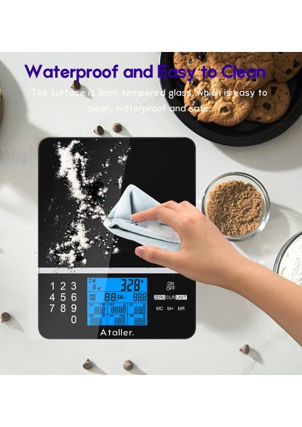 5kg Ataller Dijital Mutfak Terazisi 5kg Beslenme Ölçeği Akıllı Gıda Kalorileri Protein Karbonhidrat Gram Ons Pişirme Pişirme Için (Yurt Dışından)