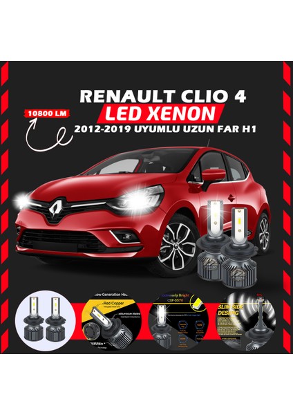 Renault Clio 4 2012-2019 Uzun Far Uyumlu Şimşek Etkili LED Xenon Premium Series H1