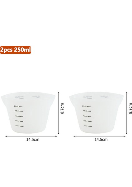 2 Adet 250ML 1/2/6 Adet Ölçüm Kabı Seti Silikon Ölçüm Bardakları Terazi ile Süt Kahve Kek Pişirme Ölçüm Kabı Epoksi Reçine Alet Seti (Yurt Dışından)