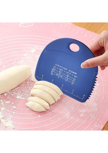 Gri 1 Adet Silikon Pasta Kesiciler Silikon Hamur Dilimleme Ölçme Ölçeği ile Hamur Bıçağı Yumuşak Kek Kazıyıcı Spatula Pişirme Aracı (Yurt Dışından)