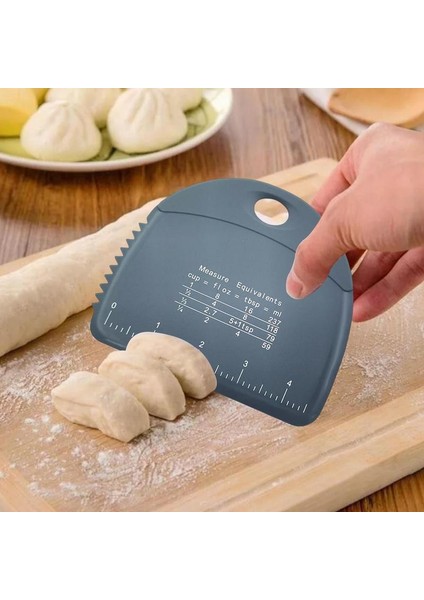 Gri 1 Adet Silikon Pasta Kesiciler Silikon Hamur Dilimleme Ölçme Ölçeği ile Hamur Bıçağı Yumuşak Kek Kazıyıcı Spatula Pişirme Aracı (Yurt Dışından)