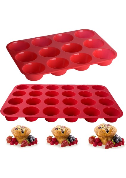 24 Kırmızı Silikon Muffin Kalıbı Mini Kek Yapıcı 6 ve 12 Bardak Ev Yapımı Qukiches Frittata Muffinler Tepsi Kalıbı Pişirme Gereçleri Araçları (Yurt Dışından) fiyatları
