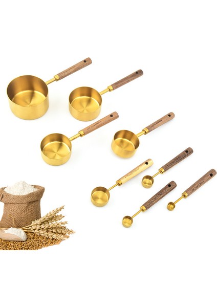 8 Parçalı Set Kutulu Akasya Ahşap Saplı Paslanmaz Çelik Ölçme Kabı Ölçme Kaşığı Sekiz Parçalı Set Mutfak Pişirme Aracı Karıştırma Ölçeği Ölçme (Yurt Dışından) fiyatları