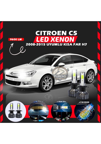 Citroen C4 2012-2017 Uzun Far Uyumlu Şimşek Etkili LED Xenon Pro Series H7