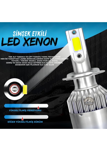 Citroen C5 2008-2015 Uzun Far Uyumlu Şimşek Etkili LED Xenon Performance Series H1