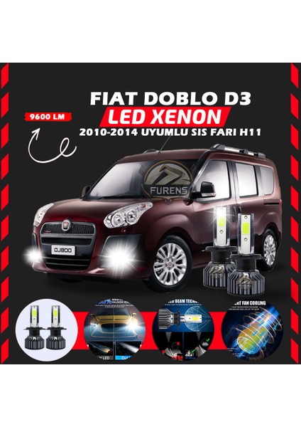Fiat Doblo D3 2006-2012 Sis Farı Uyumlu Şimşek Etkili LED Xenon Pro Series H11