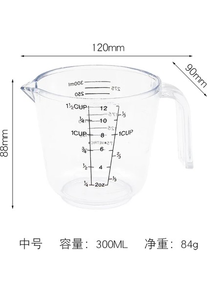 300ML 150 300 600 1000 Ölçüm Kabı Ölçekli Şeffaf Plastik Kupa Dekantör Ağzı Ölçülebilir Konteyner Mutfak Pişirme Pişirme Aracı (Yurt Dışından)