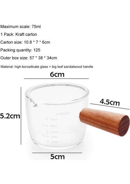 Şeffaf Ölçekli Cam Ölçüm Kabı ile 75ML Dekantör Ağzı Süt Sürahisi Şeffaf Dayanıklı Ölçü Kupa Mutfak Pişirme Araçları Espresso Ölçüm Kabı (Yurt Dışından)