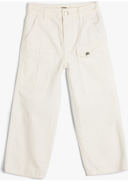 Pantolon Cep Detaylı Düğmeli Pamuklu