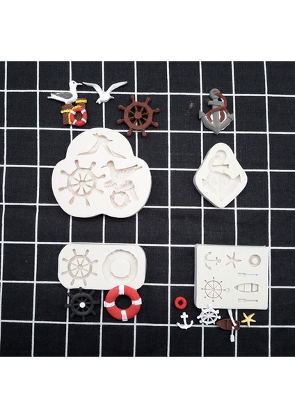 7-Renk Rastgele Martı Tekne Çapa Dümen Kalıp Silikon Kalıp Fondan Kek Dekorasyon Aracı Gumpaste Sugarcraft Çikolata Formları Bakeware Araçları (Yurt Dışından) modelleri