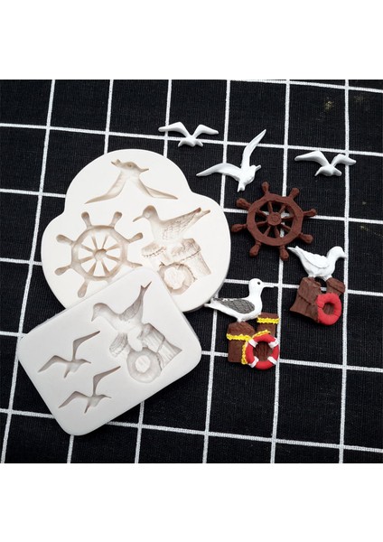 7-Renk Rastgele Martı Tekne Çapa Dümen Kalıp Silikon Kalıp Fondan Kek Dekorasyon Aracı Gumpaste Sugarcraft Çikolata Formları Bakeware Araçları (Yurt Dışından) fırsatları