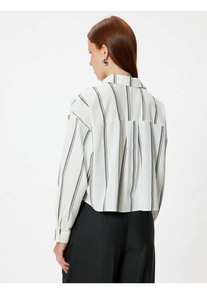 Crop Poplin Gömlek Uzun Kollu Cep Detaylı Pamuklu fırsatları