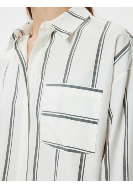 Crop Poplin Gömlek Uzun Kollu Cep Detaylı Pamuklu indirimleri