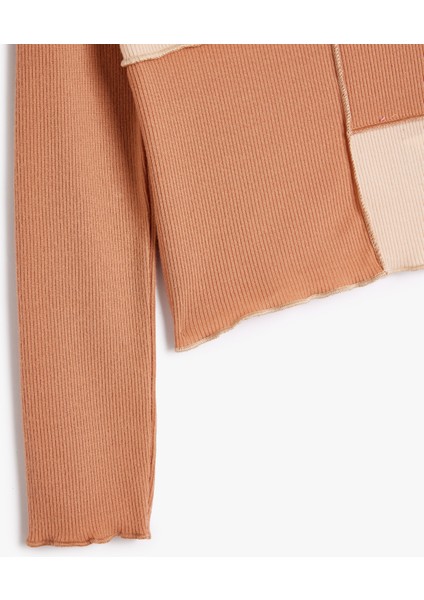 Tişört Uzun Kollu Parçalı Renk Bloklu Dar Kesim modelleri