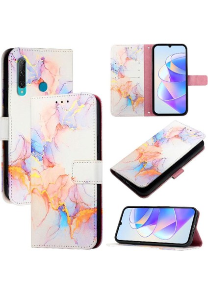 Huawei P Akıllı 2019 Mermer Desen Kickstand Pu Deri Cüzdan (Yurt Dışından)