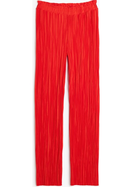 Bol Paça Pantolon Beli Lastikli Dokulu