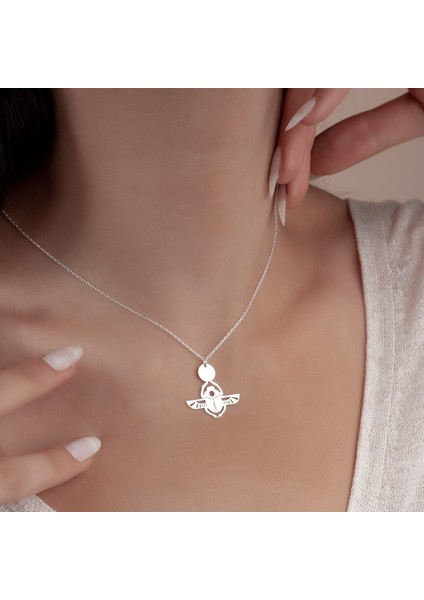 Kadın Gümüş Kolye Böcek Figürlü Kolye ,925 Ayar Gümüş Kolye, Gümüş, Rose Gold, Altın Kaplama Kolye fırsatları