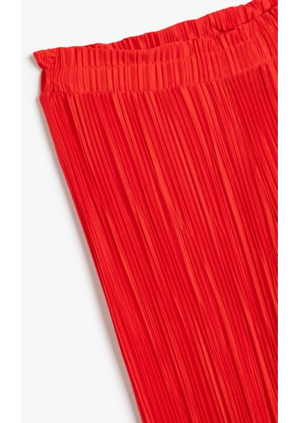 Bol Paça Pantolon Beli Lastikli Dokulu