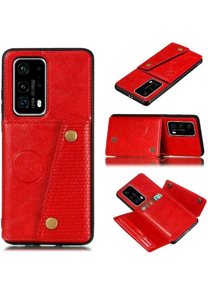 Huawei P40 Pro Kickstand Buit Için Cüzdan Kılıf Demir Cüzdan Kılıf Kartı (Yurt Dışından)