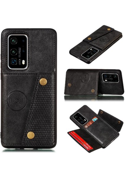 Huawei P40 Pro Kickstand Buit Için Cüzdan Kılıf Demir Cüzdan Kılıf Kartı (Yurt Dışından)