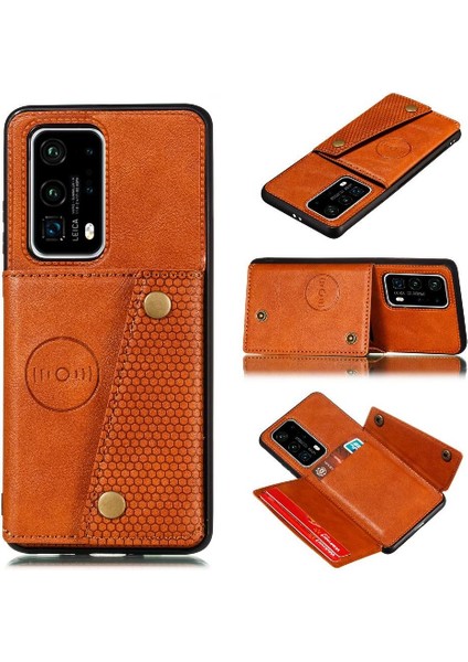 Cüzdan Kılıf Için Huawei P40 Buit Demir Kart Tutucu Cüzdan Kılıf Darbeye (Yurt Dışından)