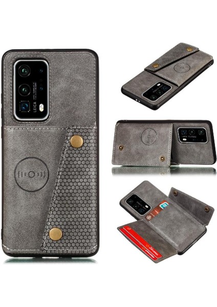Cüzdan Kılıf Için Huawei P40 Buit Demir Kart Tutucu Cüzdan Kılıf Darbeye (Yurt Dışından)
